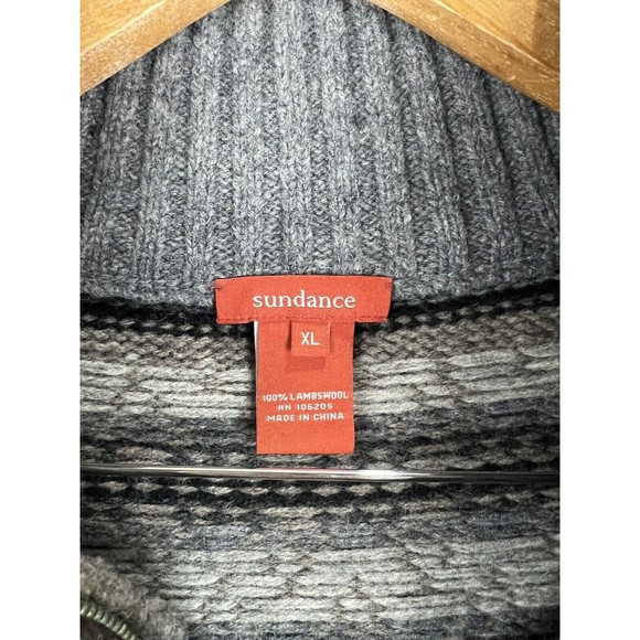 Sundance Sweater Mens XL Lambswool 1/4 Zip Pullover Geometric Fair Isle - Picture 3 of 6